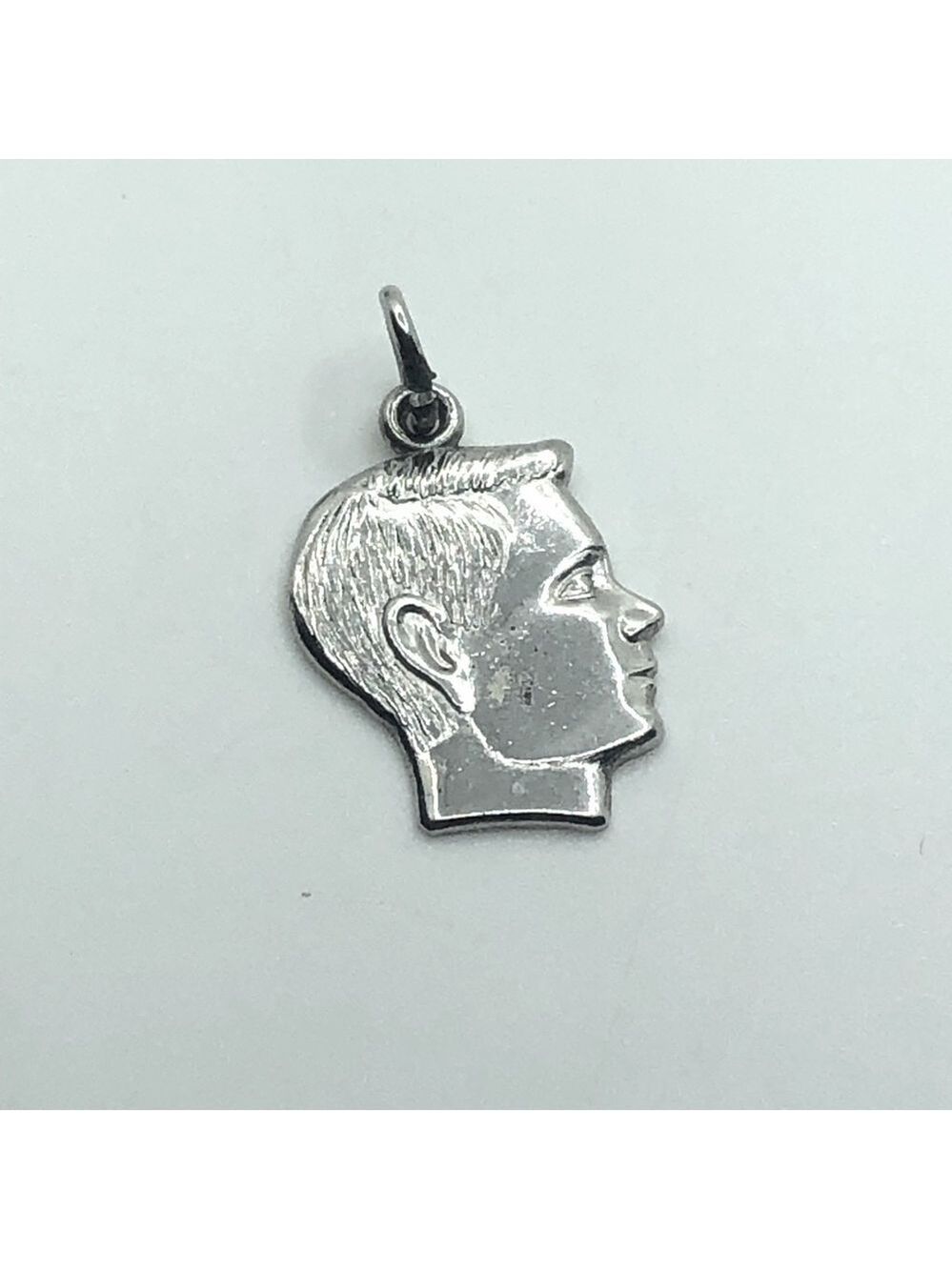 VTG Sterling Silver Man Boy Portait Silhouette Pendant Charm .8”